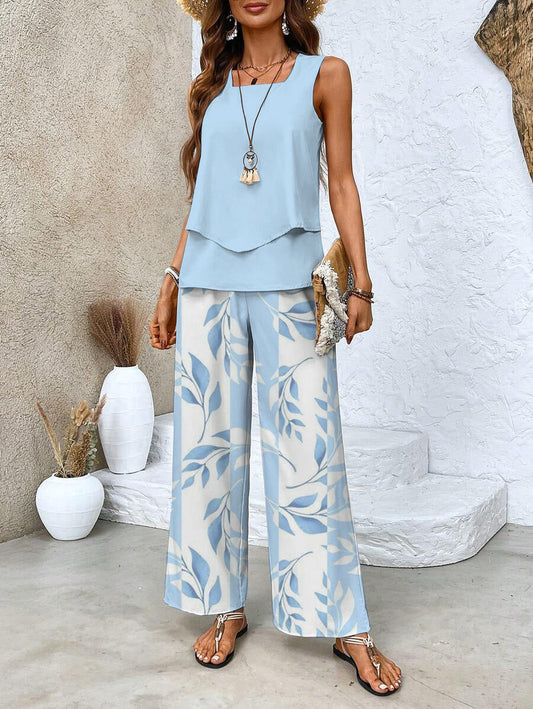 Relaxed Matching Set Women Flowy Pants and Tank Top