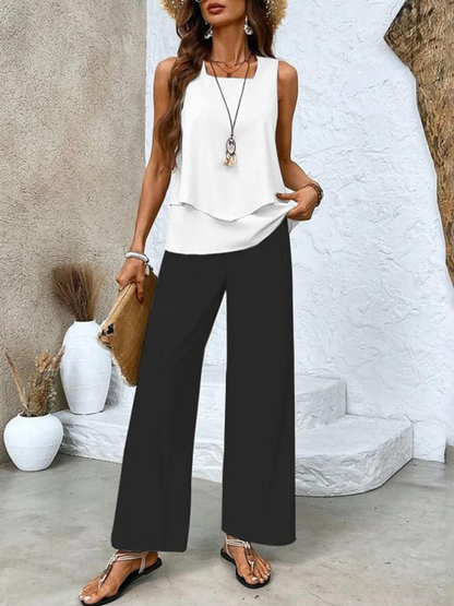 Relaxed Matching Set Women Flowy Pants and Tank Top