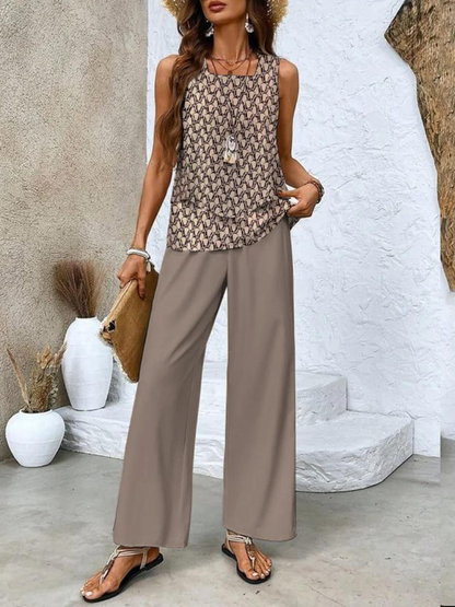Relaxed Matching Set Women Flowy Pants and Tank Top