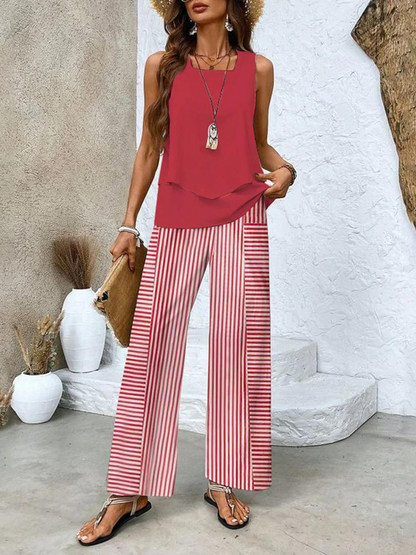 Relaxed Matching Set Women Flowy Pants and Tank Top