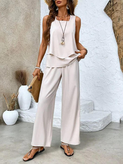 Relaxed Matching Set Women Flowy Pants and Tank Top