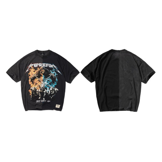 Represent 'Your Time's Up' Split Graphic T-Shirt - Seldom Seen Styles