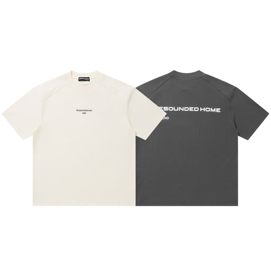 Resounded Home Perforated Panel Oversized Tee Raglan Shoulder Streetwear Short Sleeve T-Shirt - Seldom Seen Styles