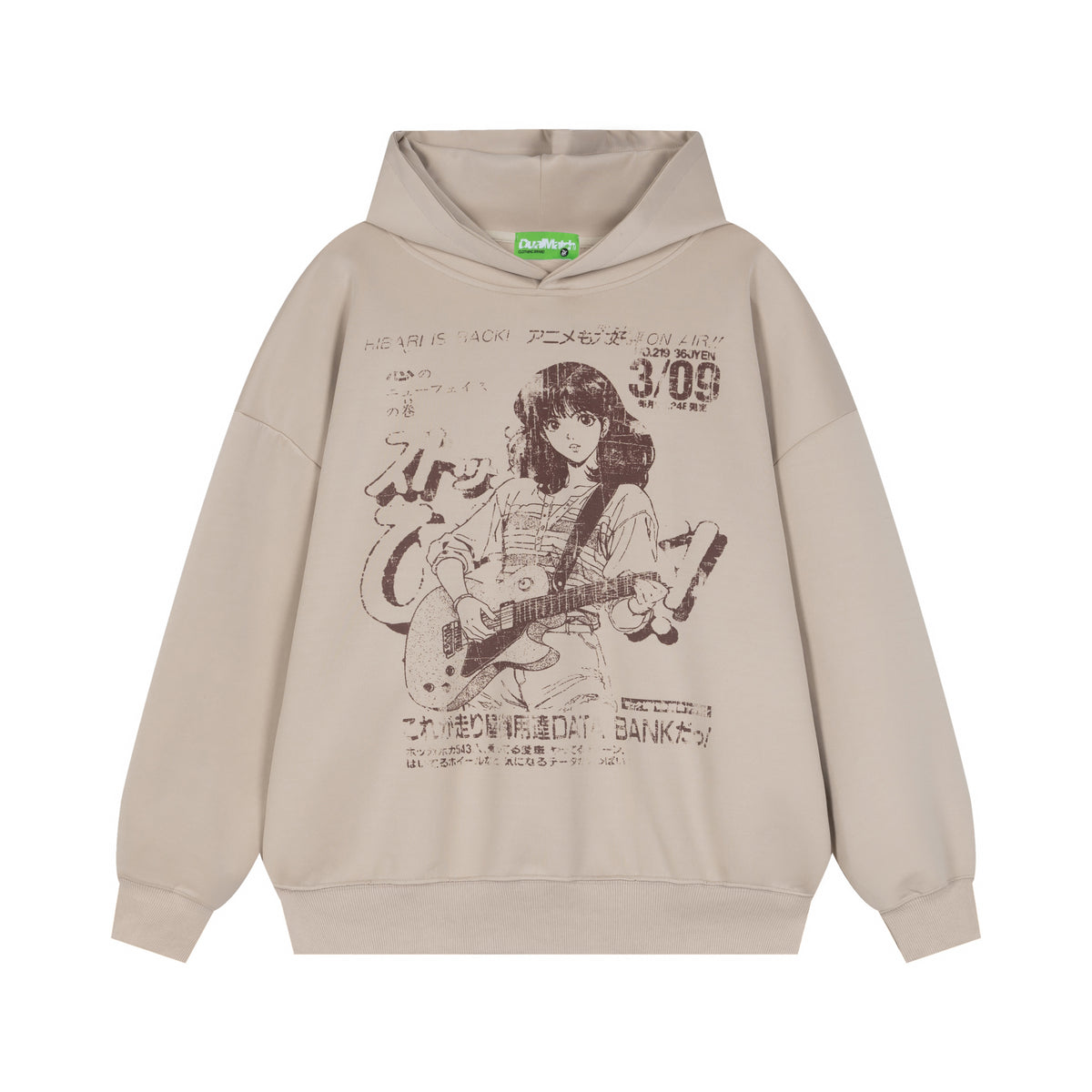 Retro Anime Guitar Girl Graphic Oversized Hoodie - Seldom Seen Styles
