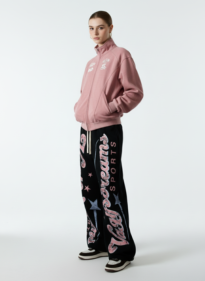 Retro Graphic Fleece-Lined Baggy Sweatpants - Seldom Seen Styles