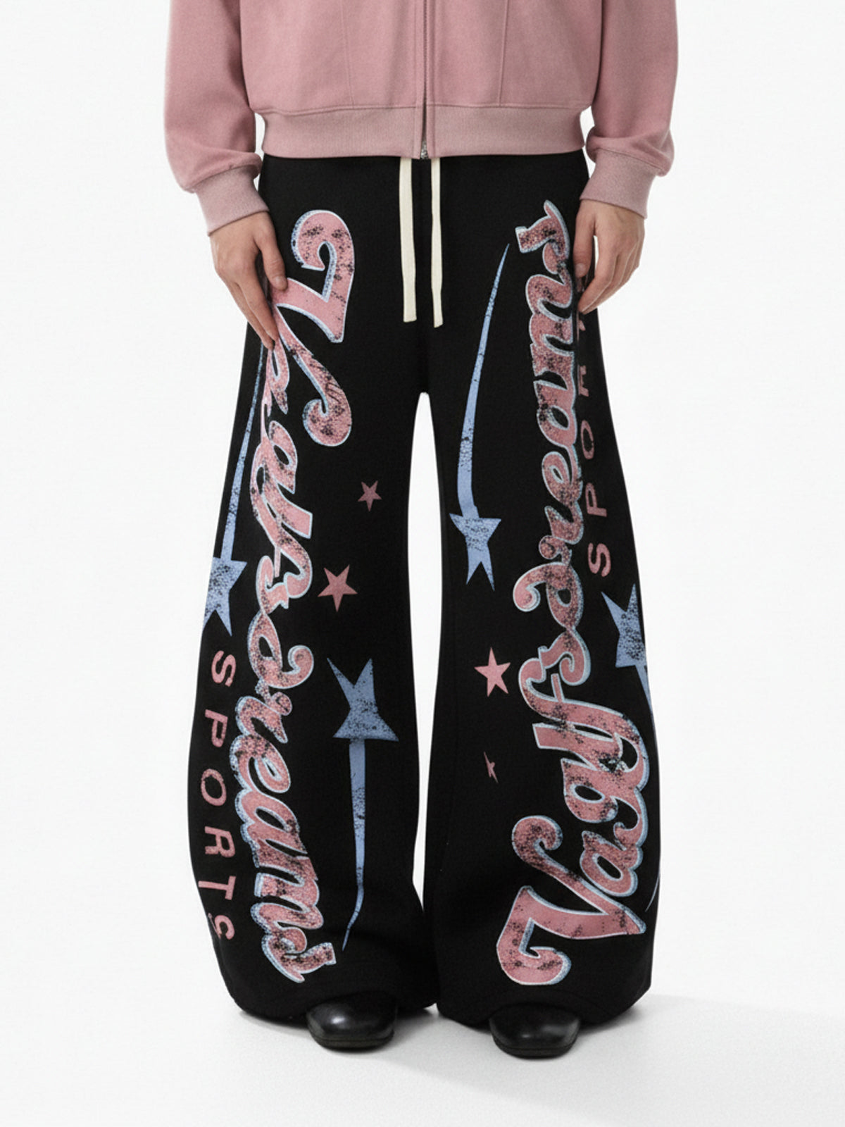 Retro Graphic Fleece-Lined Baggy Sweatpants - Seldom Seen Styles