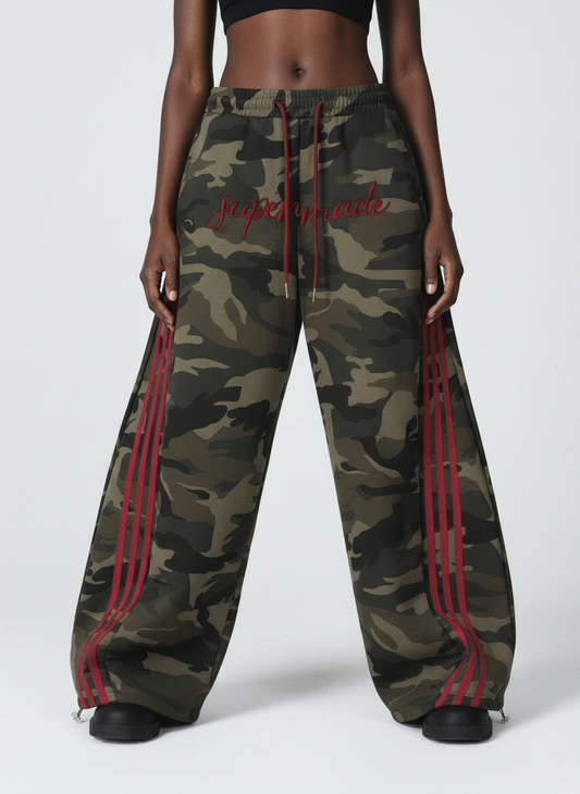 Retro Patchwork Embroidered Camouflage Barrel Pants - Seldom Seen Styles