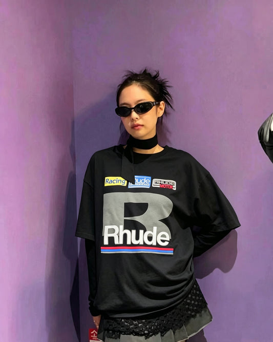 Rhude x Pirelli Racing Motors Puff Print Tee - Black - Seldom Seen Styles