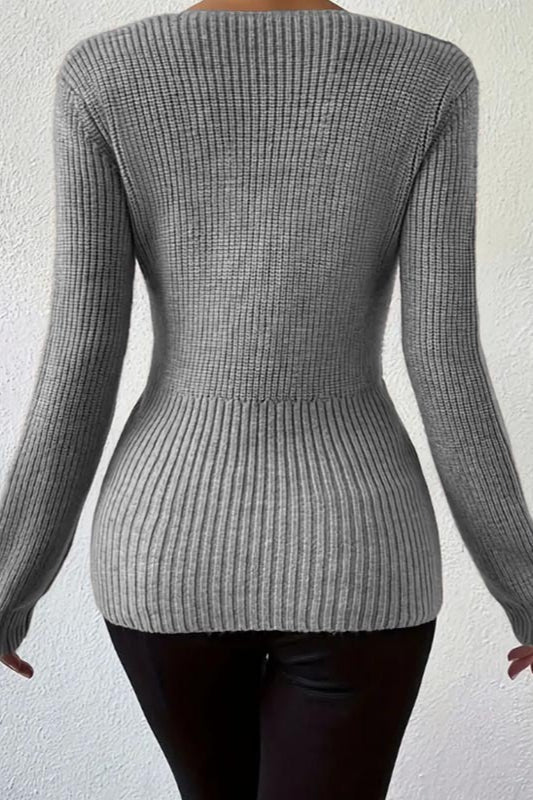Ribbed Slim Fit Pullover Sweater - Seldom Seen Styles