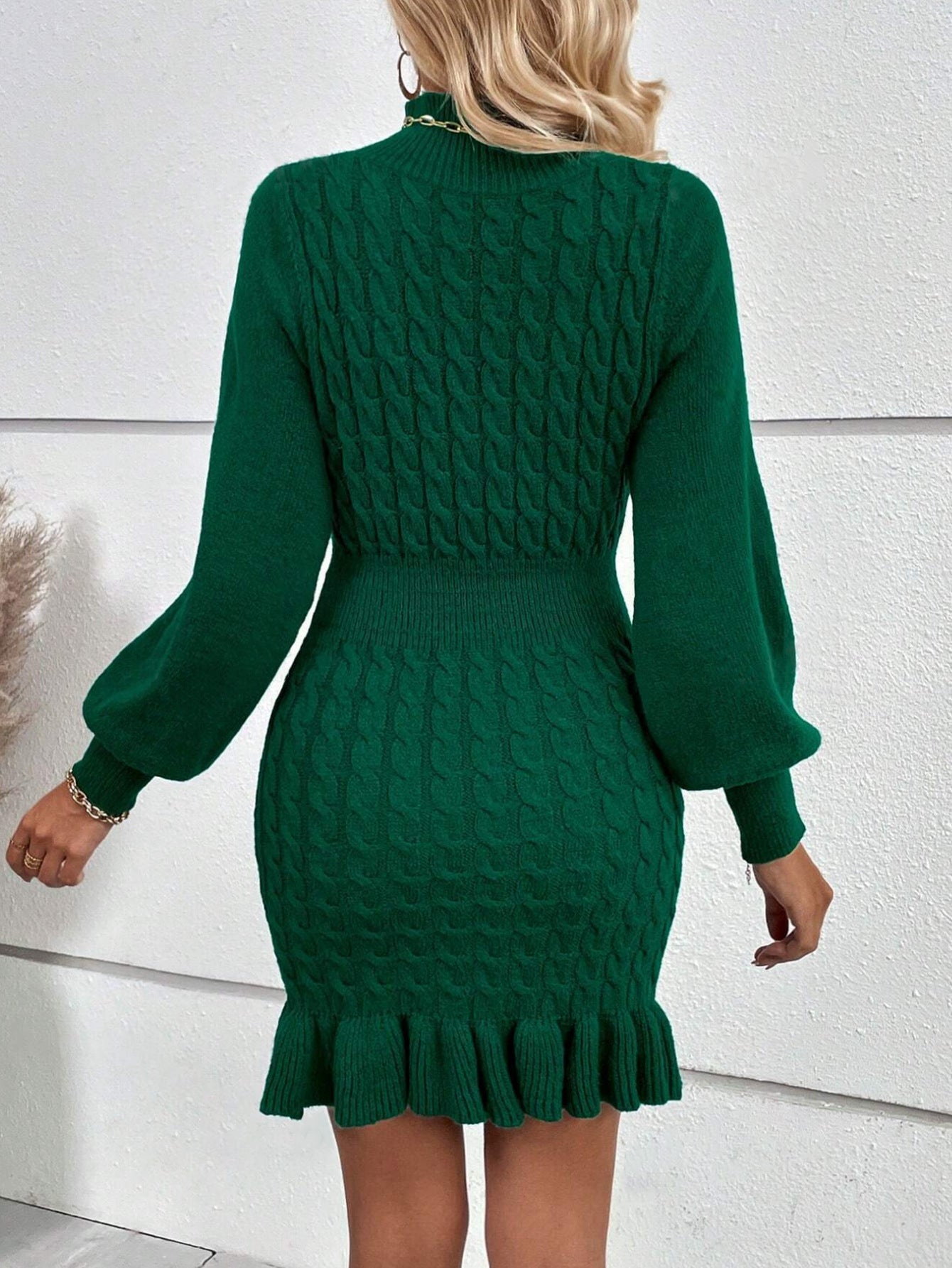  Ribbed Knit Fitted  Sweater Dress