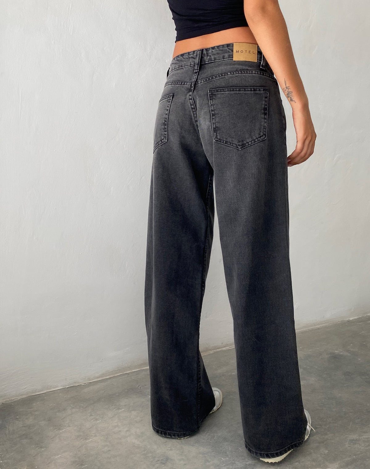 Roomy Extra Wide Low Rise Jeans in Washed Black Grey - Seldom Seen Styles