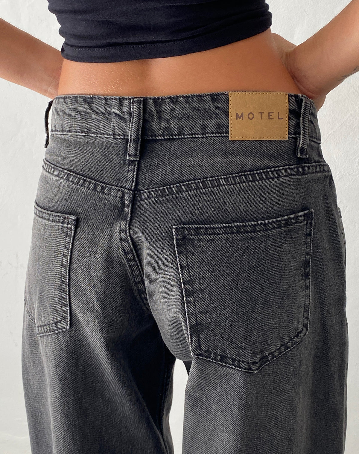 Roomy Extra Wide Low Rise Jeans in Washed Black Grey - Seldom Seen Styles