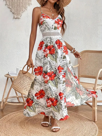Ruby | Women's Floral Flowy Draped Midi Dress Summer 2026