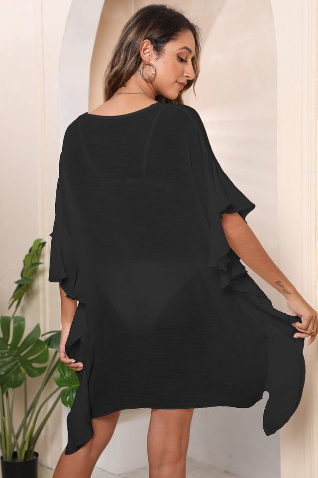 Ruffle Loose Beach Cover Up Dress - Seldom Seen Styles