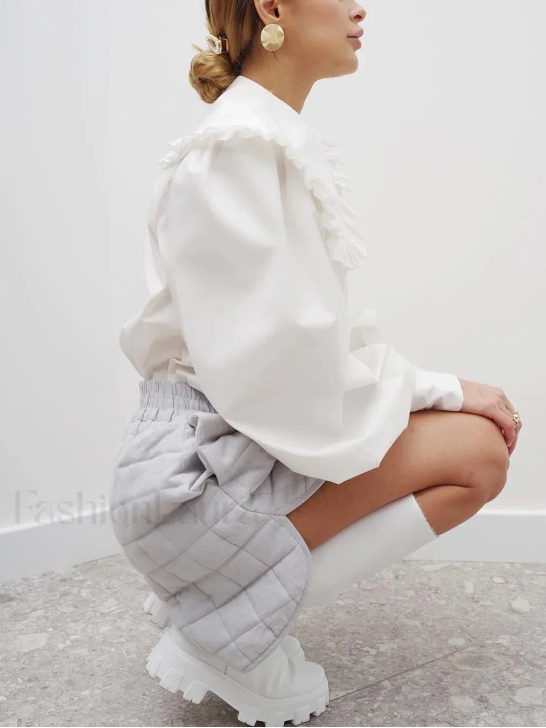 Ruffled Collar Graceful Long Sleeve Shirt - Seldom Seen Styles
