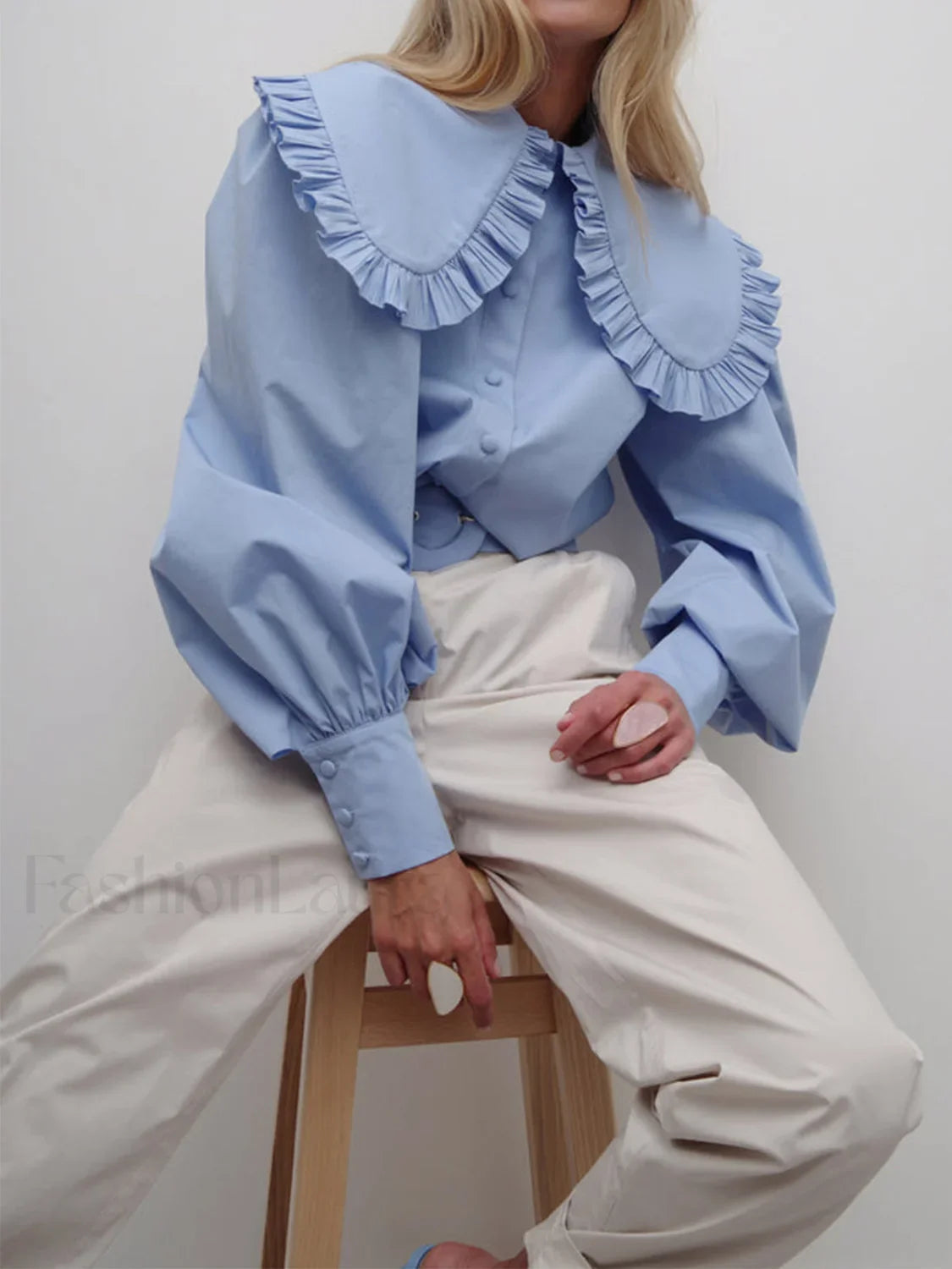 Ruffled Collar Graceful Long Sleeve Shirt - Seldom Seen Styles