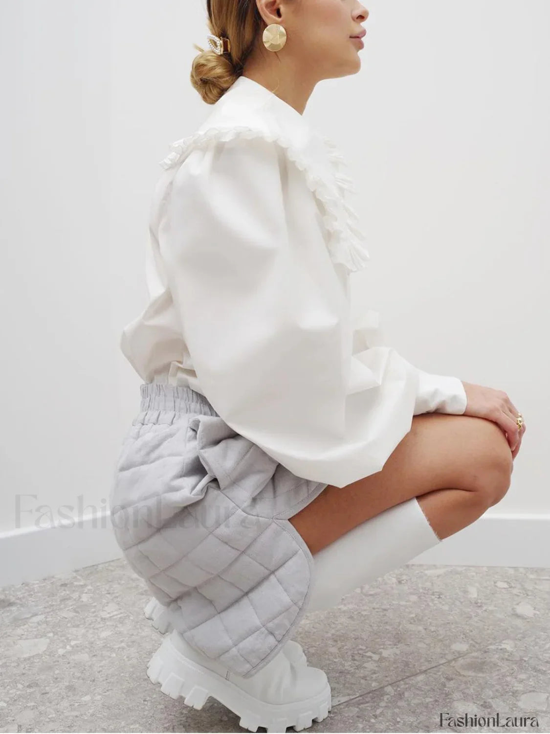 Ruffled Collar Graceful Long Sleeve Shirt - Seldom Seen Styles