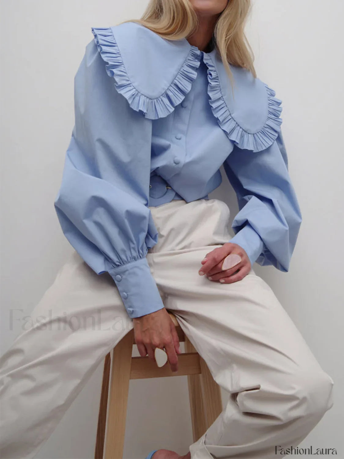 Ruffled Collar Graceful Long Sleeve Shirt - Seldom Seen Styles
