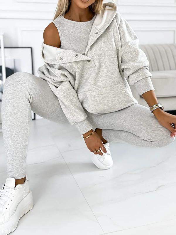 (S-5XL) Plus Size Casual and Comfortable Sweatshirt Three-piece Suit - Seldom Seen Styles