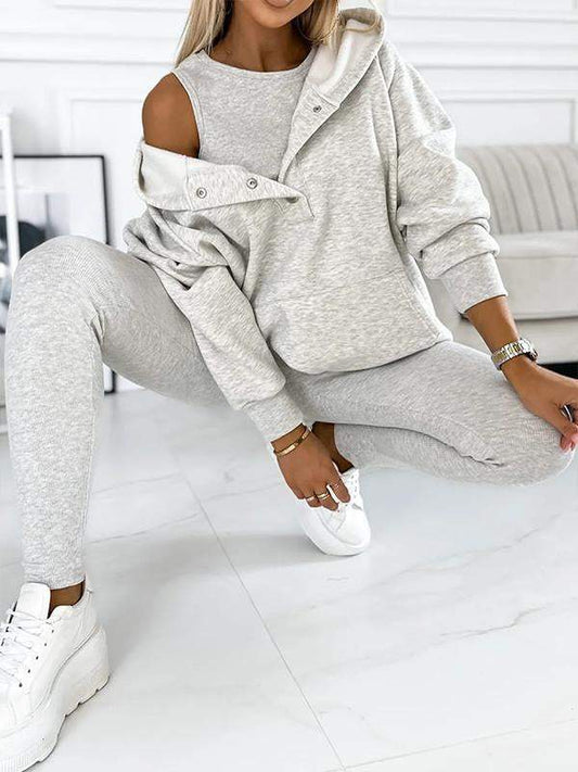 (S-5XL) Plus Size Casual and Comfortable Sweatshirt Three-piece Suit - Seldom Seen Styles