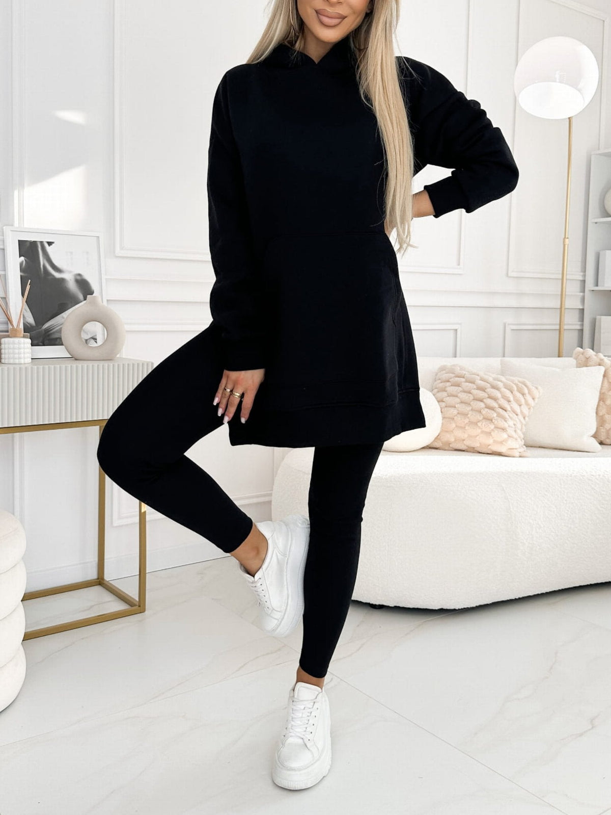 (S-5XL) Plus Size Women's Fashion Solid Color Hoodie and Lined Leggings two-piece set - Seldom Seen Styles