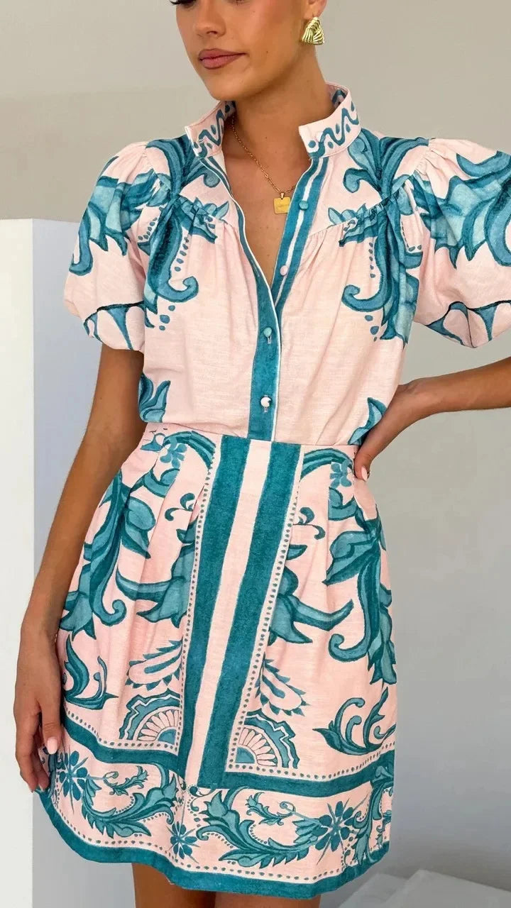 Kelsey Linen Floral Two-piece Dress - Seldom Seen Styles