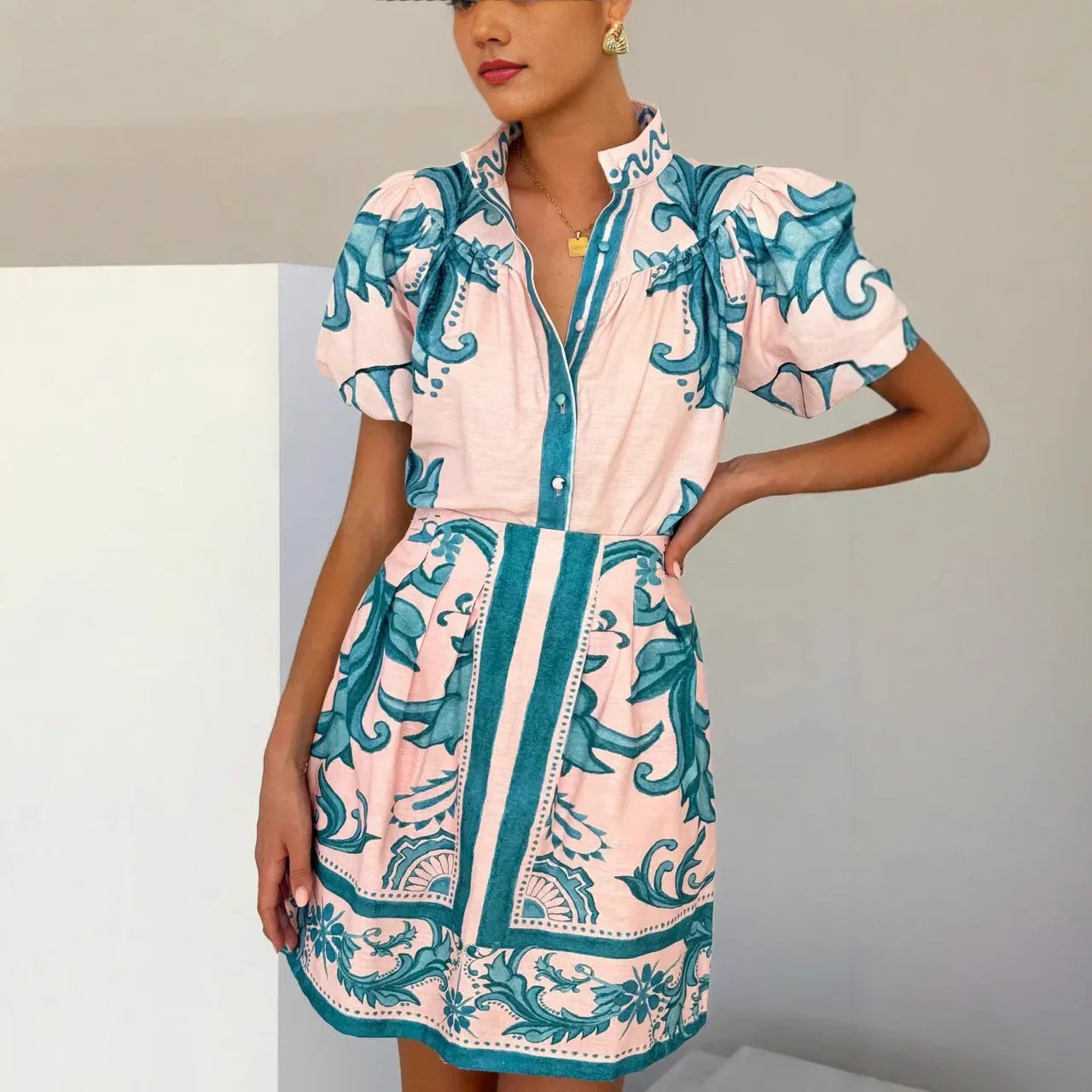 Kelsey Linen Floral Two-piece Dress - Seldom Seen Styles