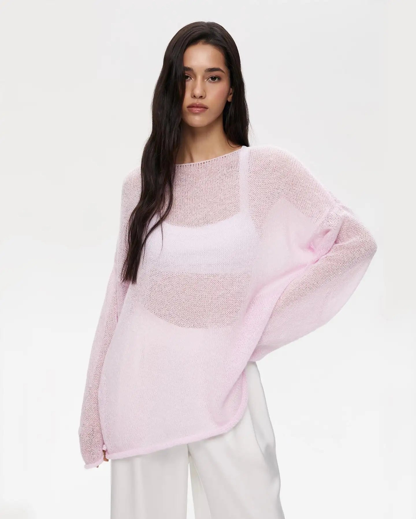 Bornladies Elegant Sweater Women Summer Autumn Casual Fashion Loose Women Pullovers Chic Pink White Jumper Sueter Mujer свитер