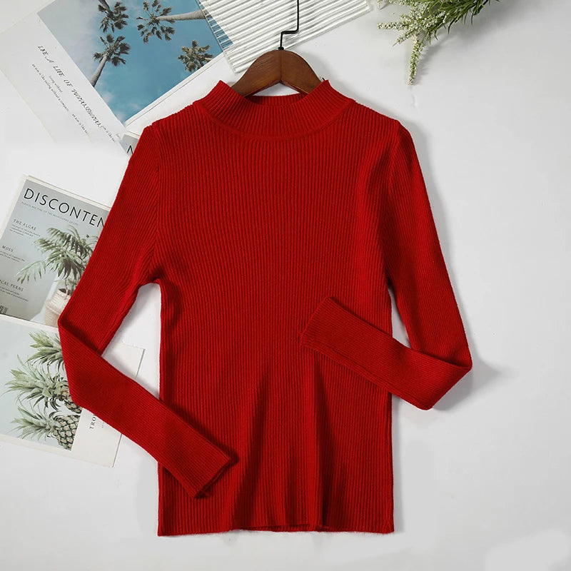 Women Spring Turtleneck Sweater Knitted Soft Pullovers cashmere Jumpers Basic Solid Soft Sweaters Women Autumn Winter Casual Top