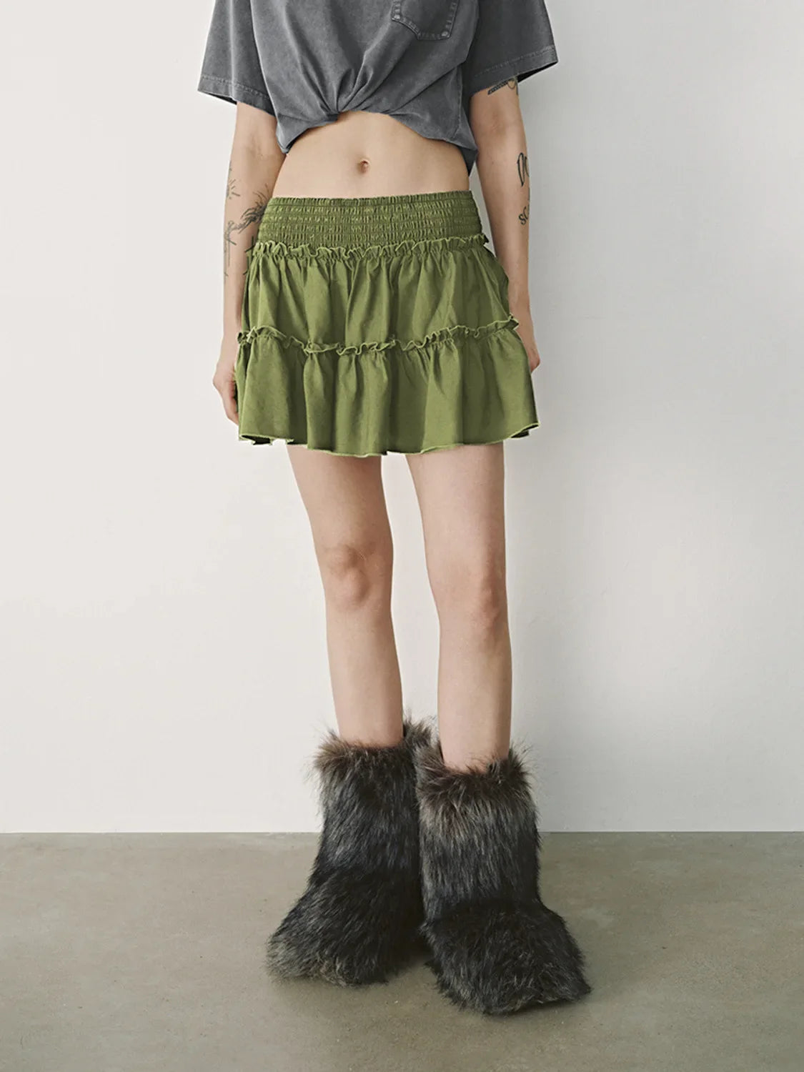 Cyflymder  Elegant Womenswear High Waist Elastic Skort Pants Lined A-Line Short Skort Fashion High Quality Shirred Skort Mini Skirt - Seldom Seen Styles