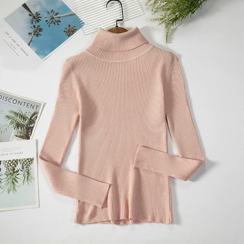 Women Spring Turtleneck Sweater Knitted Soft Pullovers cashmere Jumpers Basic Solid Soft Sweaters Women Autumn Winter Casual Top