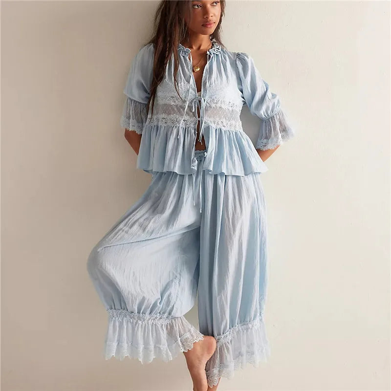 The Sage Lace Ruffle Two-Piece Set