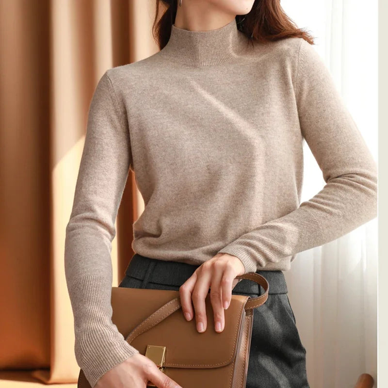 Autumn Winter chic Bottom Sweaters Women Fashion Turtleneck Pullover Slim Long Sleeve Knitted Jumpers Soft Warm Pull Femme Top