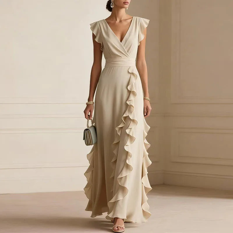 Patricia Ruffle Trim Maxi Dress - Seldom Seen Styles