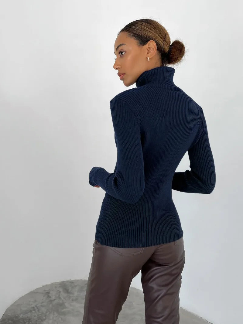 Bornladies Basic Turtleneck Dam Tröjor Höst Vinter Toppar Slim Dam Pullover Stickad Tröja Jumper Soft Warm Pull