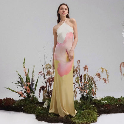Fashion Modern Blossom One-Shoulder Maxi Dress for Women