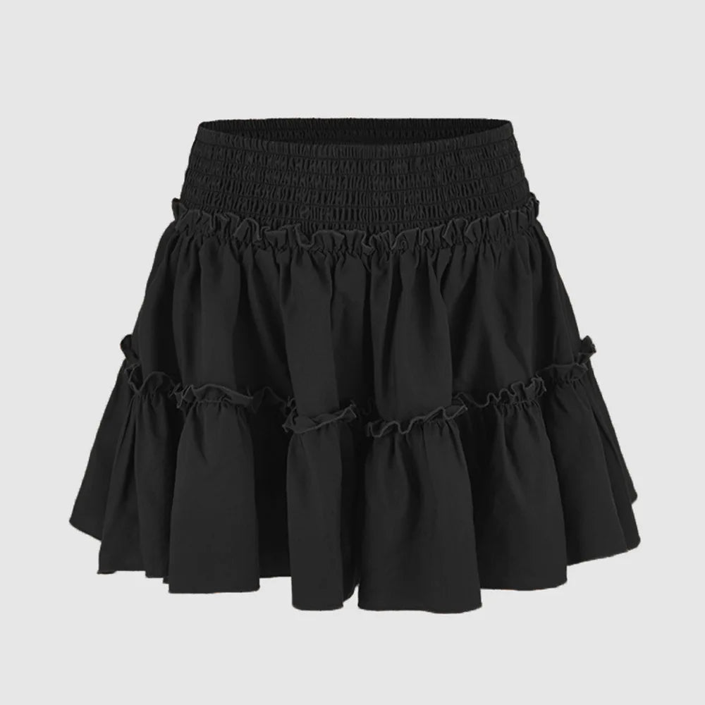 Cyflymder  Elegant Womenswear High Waist Elastic Skort Pants Lined A-Line Short Skort Fashion High Quality Shirred Skort Mini Skirt - Seldom Seen Styles