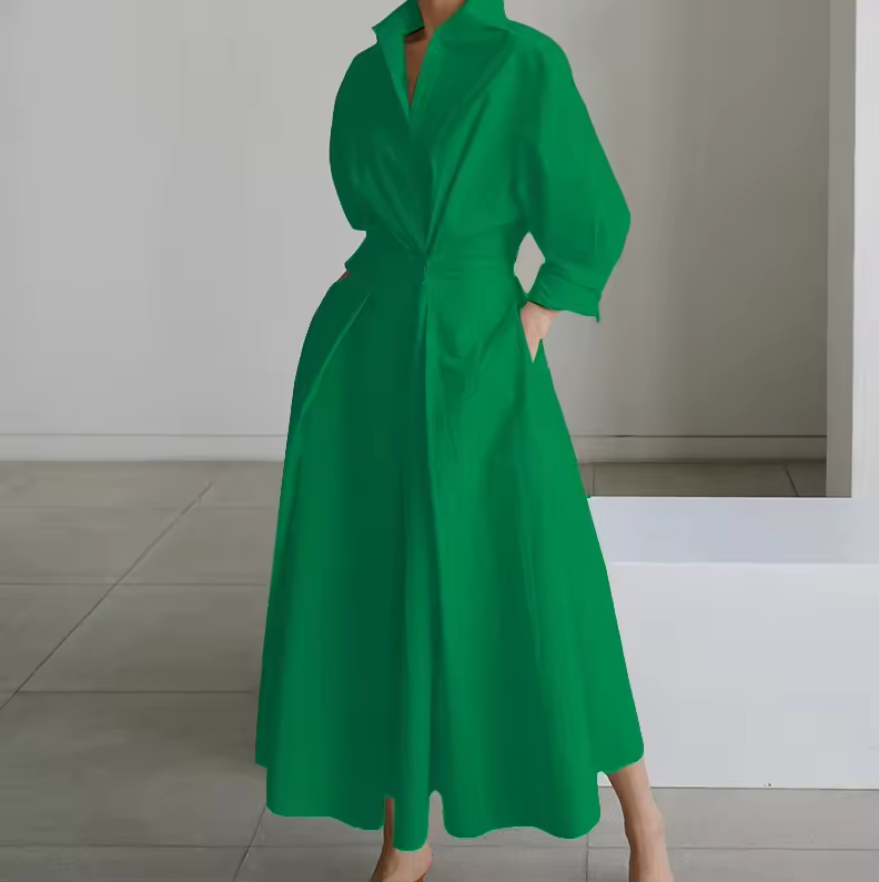 Elegant Button-Down Shirt Dress with Cinched Waist - Seldom Seen Styles