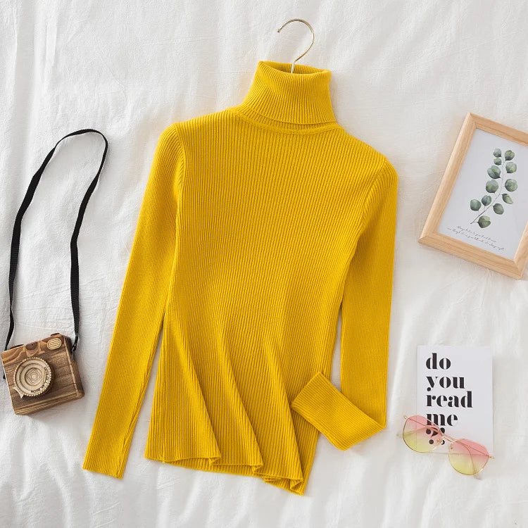 Women Spring Turtleneck Sweater Knitted Soft Pullovers cashmere Jumpers Basic Solid Soft Sweaters Women Autumn Winter Casual Top