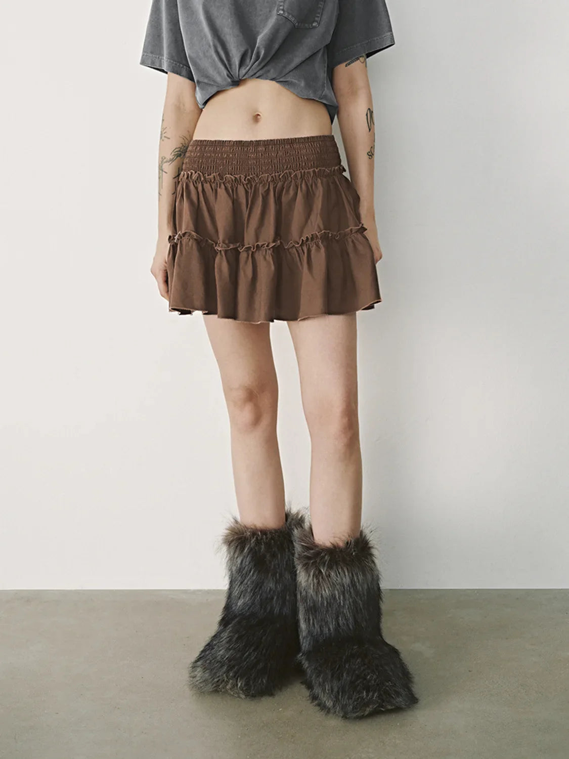 Cyflymder  Elegant Womenswear High Waist Elastic Skort Pants Lined A-Line Short Skort Fashion High Quality Shirred Skort Mini Skirt - Seldom Seen Styles