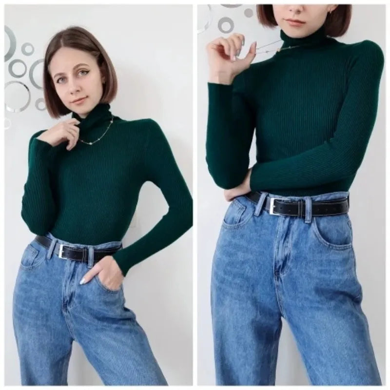 Bornladies Basic Turtleneck Women Sweaters Autumn Winter Tops Slim Women Pullover Knitted Sweater Jumper Soft Warm Pull