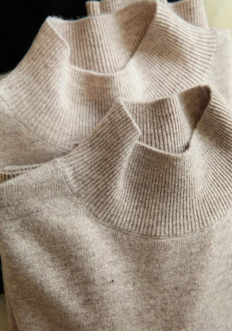 Höst-vinter chica undertröjor Dammode Turtleneck-tröja Smal långärmad stickad tröja Mjuk Varm Pull Femme Top