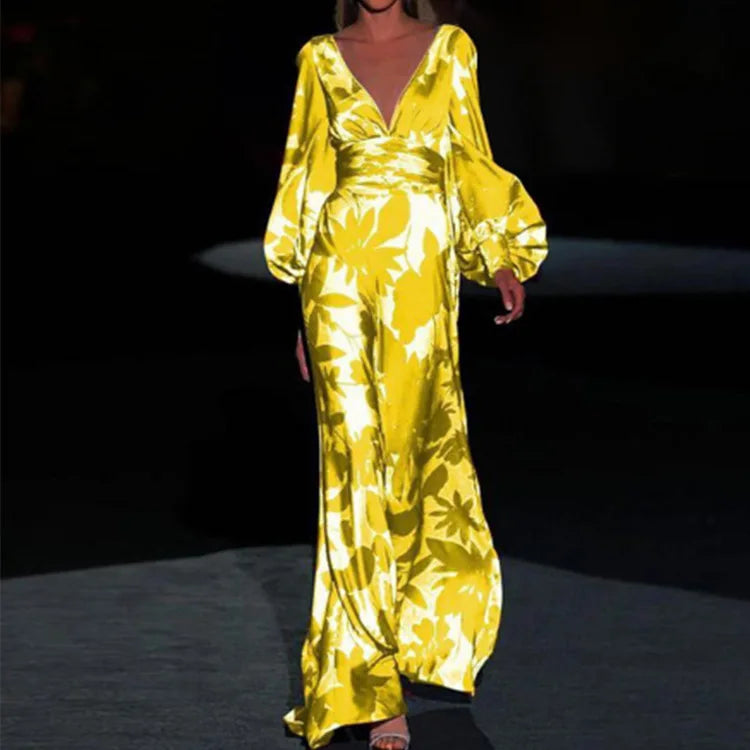 Flowy Maxi Dress with V-Neckline and Defined Waist, Versatile for Any Occasion - Seldom Seen Styles