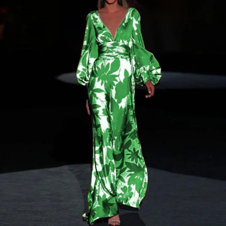Flowy Maxi Dress with V-Neckline and Defined Waist, Versatile for Any Occasion - Seldom Seen Styles