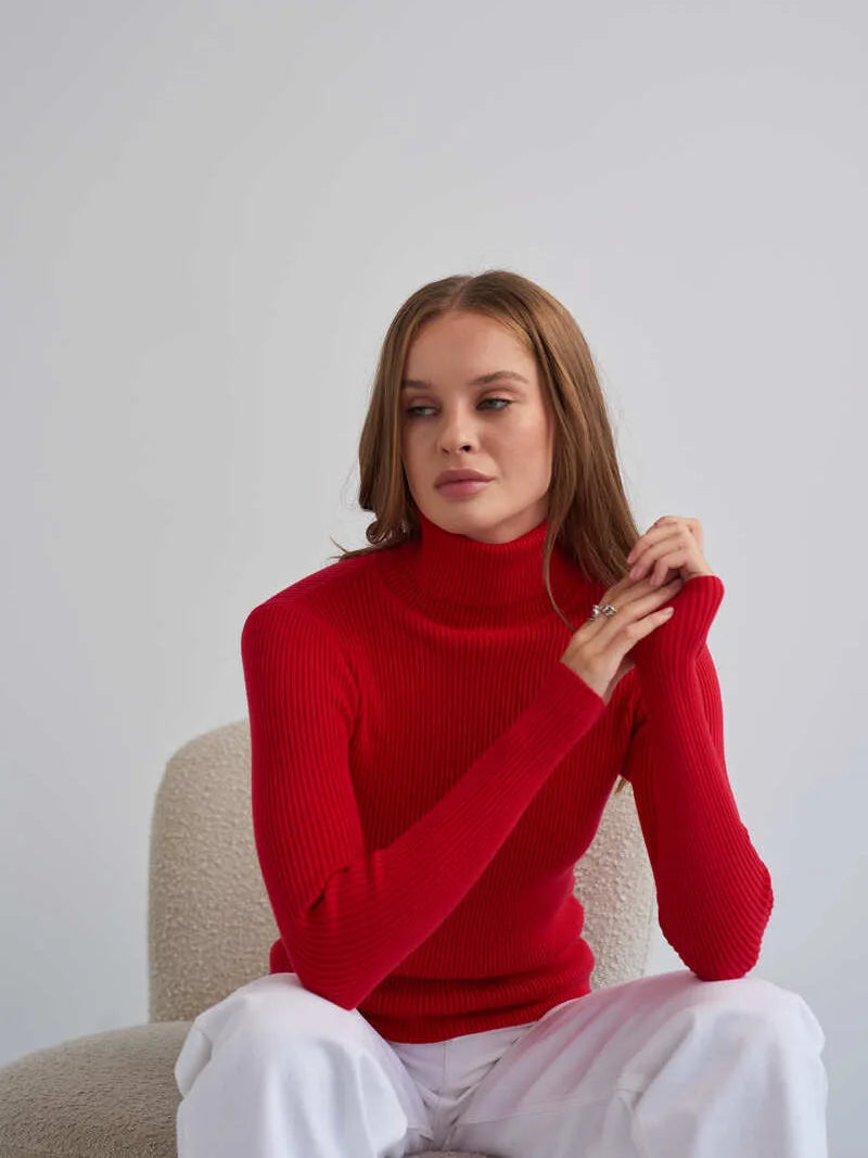 Bornladies Basic Turtleneck Dam Tröjor Höst Vinter Toppar Slim Dam Pullover Stickad Tröja Jumper Soft Warm Pull