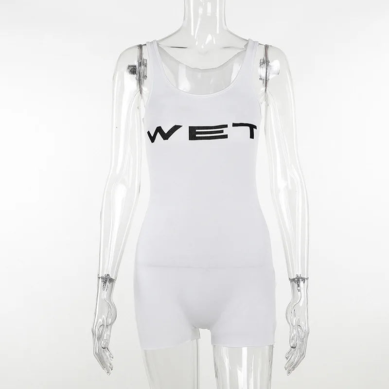 Women's Sheer Racerback Tank Top Letter Print Y2K Slim Fit Summer Vest - Seldom Seen Styles