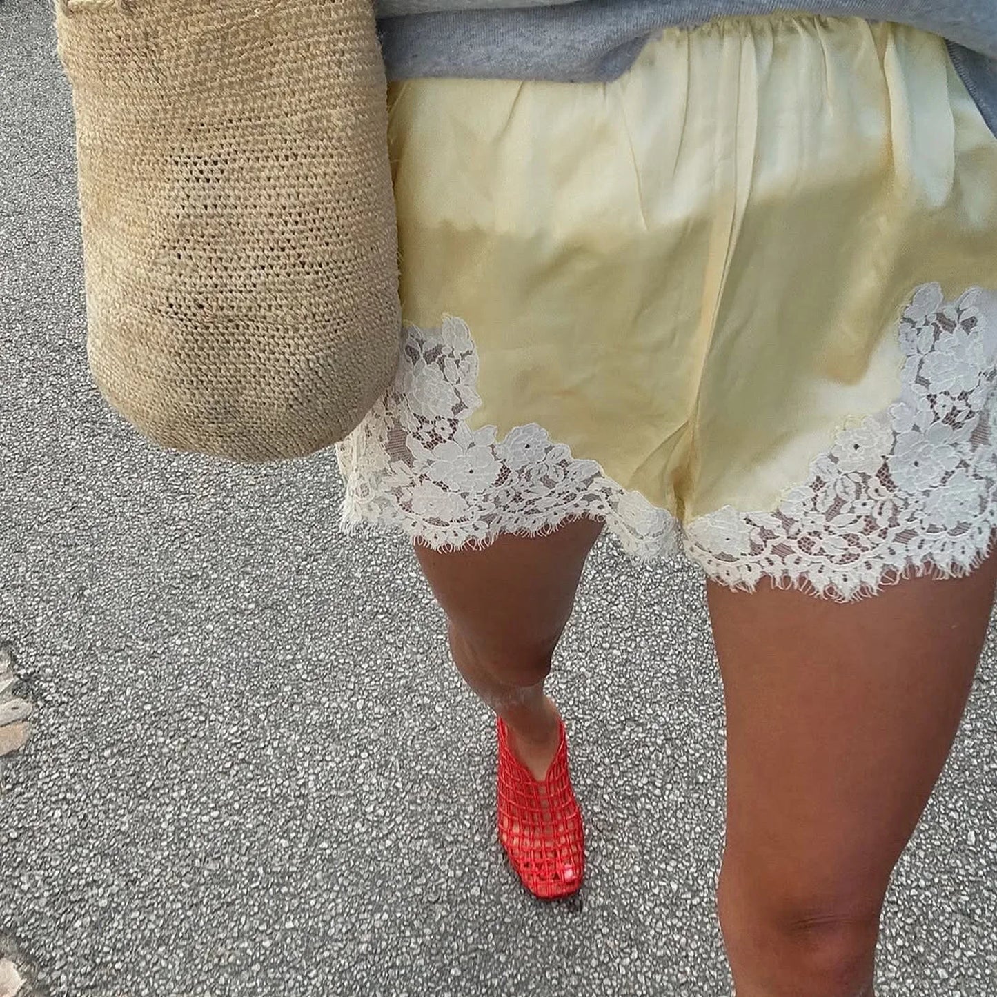 Cyflymder  New Lace Wide Shorts Design Temperament Fashion Casual Short Sleeves - Seldom Seen Styles