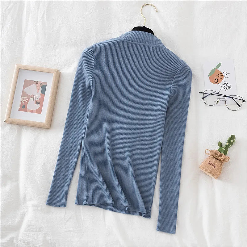 Women Spring Turtleneck Sweater Knitted Soft Pullovers cashmere Jumpers Basic Solid Soft Sweaters Women Autumn Winter Casual Top