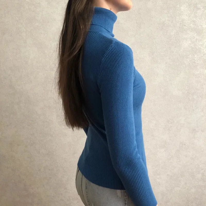 Bornladies Basic Turtleneck Dam Tröjor Höst Vinter Toppar Slim Dam Pullover Stickad Tröja Jumper Soft Warm Pull