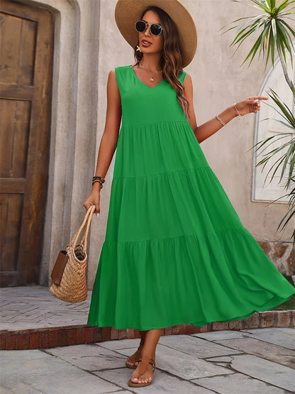 Women’s Dress | V-Neck Tiered Maxi
